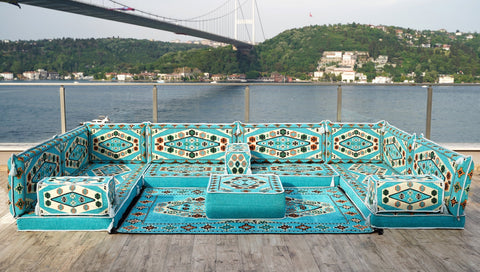 8 Thickness U Sofa Set, Moroccan Sofa, Floor Seating Set, Floor Cushions