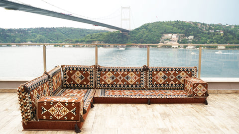 Turkish L Shaped Floor Sofa, Arabic Floor Seating Set, Arabic Majlis