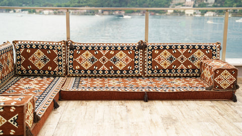 Turkish L Shaped Floor Sofa, Arabic Floor Seating Set, Arabic Majlis