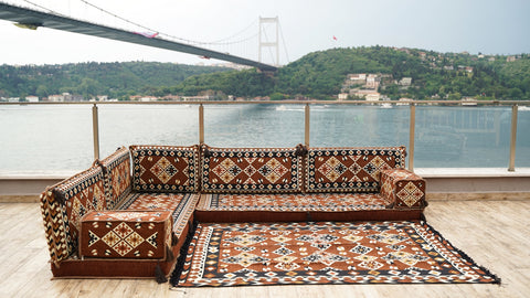 Turkish L Shaped Floor Sofa, Arabic Floor Seating Set, Arabic Majlis