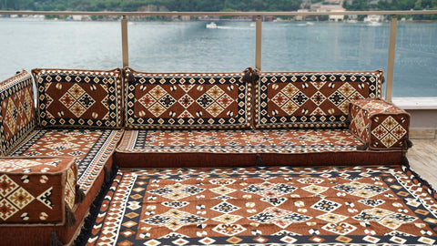 Turkish L Shaped Floor Sofa, Arabic Floor Seating Set, Arabic Majlis