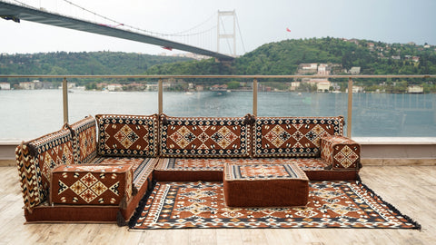 Turkish L Shaped Floor Sofa, Arabic Floor Seating Set, Arabic Majlis