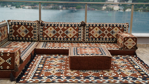 Turkish L Shaped Floor Sofa, Arabic Floor Seating Set, Arabic Majlis