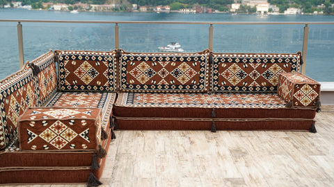 Turkish L Shaped Floor Sofa, Arabic Floor Seating Set, Arabic Majlis