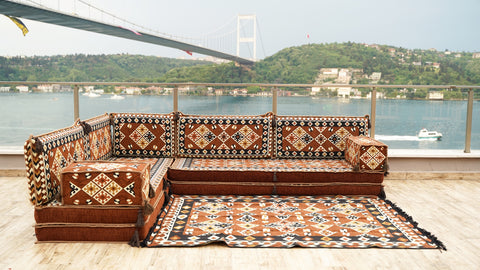 Turkish L Shaped Floor Sofa, Arabic Floor Seating Set, Arabic Majlis