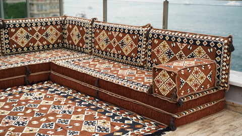 Turkish L Shaped Floor Sofa, Arabic Floor Seating Set, Arabic Majlis