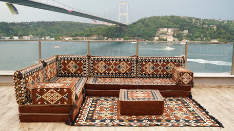 Turkish L Shaped Floor Sofa, Arabic Floor Seating Set, Arabic Majlis