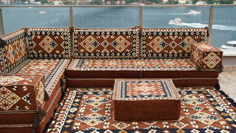 Turkish L Shaped Floor Sofa, Arabic Floor Seating Set, Arabic Majlis