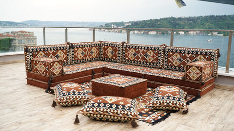 Turkish L Shaped Floor Sofa, Arabic Floor Seating Set, Arabic Majlis