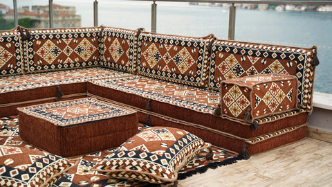 Turkish L Shaped Floor Sofa, Arabic Floor Seating Set, Arabic Majlis