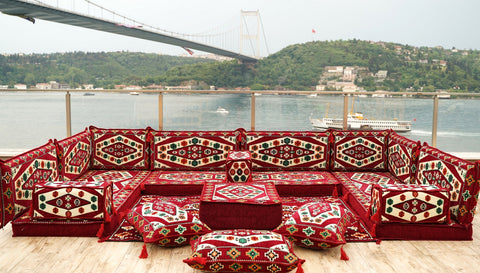 8 Thickness U Sofa Set, Handmade Arabic Sofa, Moroccan Sofa, Arabic Jalsa