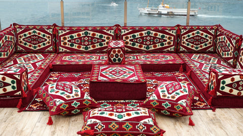8 Thickness U Sofa Set, Handmade Arabic Sofa, Moroccan Sofa, Arabic Jalsa