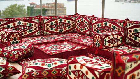 U Shaped Handmade Arabic Sofa, Moroccan Sofa, Arabic Jalsa