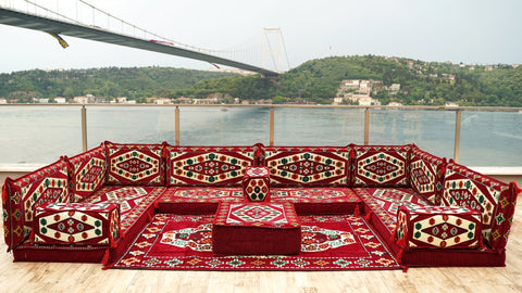 8 Thickness U Sofa Set, Handmade Arabic Sofa, Moroccan Sofa, Arabic Jalsa