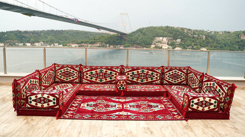 8 Thickness U Sofa Set, Handmade Arabic Sofa, Moroccan Sofa, Arabic Jalsa