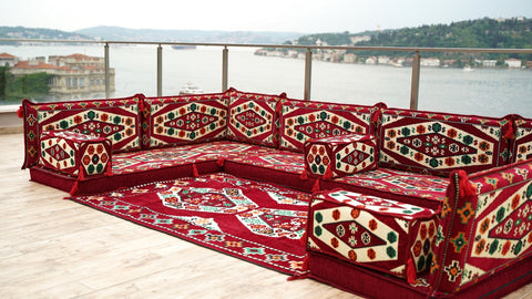 8 Thickness U Sofa Set, Handmade Arabic Sofa, Moroccan Sofa, Arabic Jalsa
