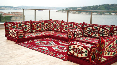 U Shaped Handmade Arabic Sofa, Moroccan Sofa, Arabic Jalsa