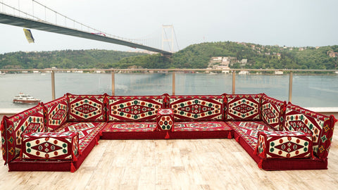 8 Thickness U Sofa Set, Handmade Arabic Sofa, Moroccan Sofa, Arabic Jalsa