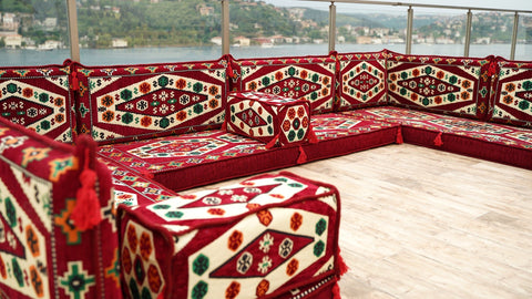 8 Thickness U Sofa Set, Handmade Arabic Sofa, Moroccan Sofa, Arabic Jalsa