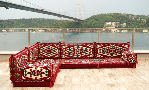 L Shaped Floor Sofa, Turkish Seating Cushions, Arabic Jalsa Set