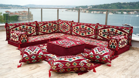 8 Thickness L Shape Sofa, Floor Sofa, Turkish Seating Cushions, Arabic Jalsa Set