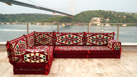 L Shaped Floor Sofa, Turkish Seating Cushions, Arabic Jalsa Set