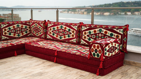 L Shaped Floor Sofa, Turkish Seating Cushions, Arabic Jalsa Set