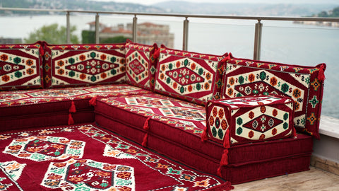 L Shaped Floor Sofa, Turkish Seating Cushions, Arabic Jalsa Set