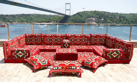 8 Thickness U Sofa Set, Moroccan Sofa Set, Turkish Sofa Seating, Floor Seating Set