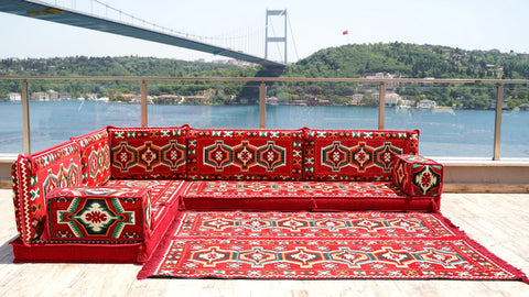 Turkish Seating Pillows, L Shaped Arabic Jalsa, Floor Cushions