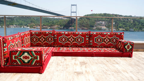 Turkish Seating Pillows, L Shaped Arabic Jalsa, Floor Cushions