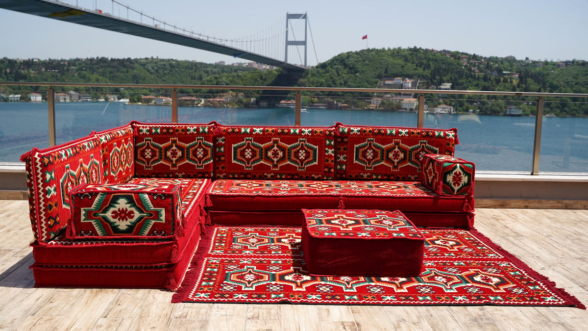 Turkish Seating Pillows, L Shaped Arabic Jalsa, Floor Cushions