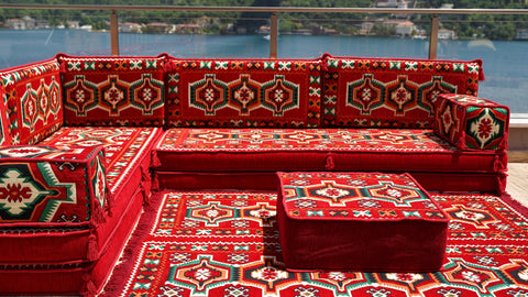 Turkish Seating Pillows, L Shaped Arabic Jalsa, Floor Cushions