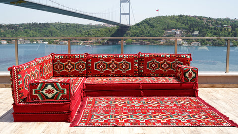 Turkish Seating Pillows, L Shaped Arabic Jalsa, Floor Cushions