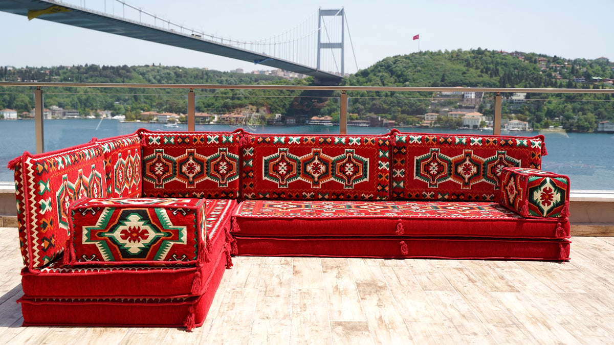 Turkish Seating Pillows, L Shaped Arabic Jalsa, Floor Cushions