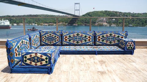 L Shaped Arabic Sofa, Turkish Floor Sofa, Majlis Sofa Seating