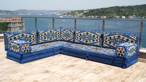 L Shaped Arabic Sofa, Turkish Floor Sofa, Majlis Sofa Seating