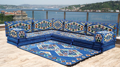 L Shaped Arabic Sofa, Turkish Floor Sofa, Majlis Sofa Seating