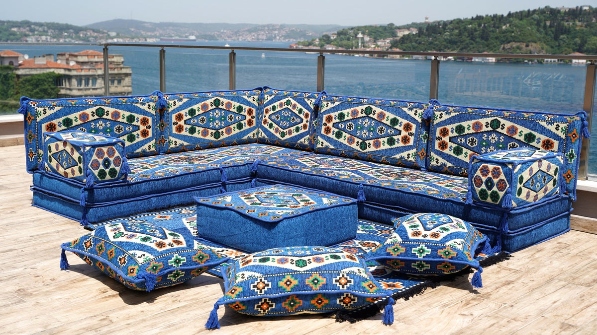 8 Thickness L Shape Sofa, Arabic Sofa, Turkish Floor Sofa, Majlis Sofa Seating