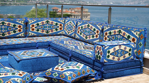 8 Thickness L Shape Sofa, Arabic Sofa, Turkish Floor Sofa, Majlis Sofa Seating