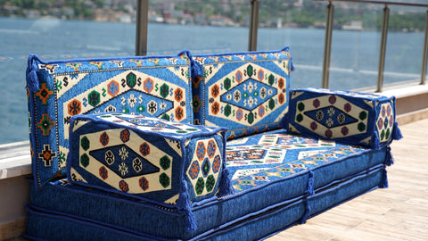 Loveseat Sofa, Arabic Seating, Floor Cushions Set