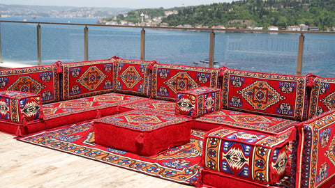 U Shaped Jalsa Set, Moroccan Sofa Set, Handmade Arabic Sofa