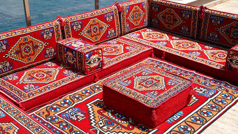 U Shaped Jalsa Set, Moroccan Sofa Set, Handmade Arabic Sofa