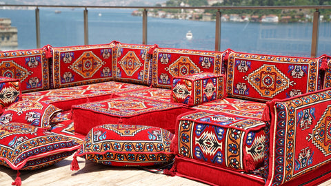 U Shaped Jalsa Set, Moroccan Sofa Set, Handmade Arabic Sofa