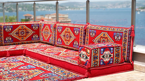 L Shaped Floor Sofa, Moroccan Seating Sofa, Arabic Jalsa Set