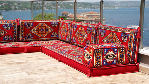 L Shaped Floor Sofa, Moroccan Seating Sofa, Arabic Jalsa Set