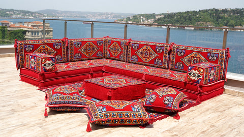 L Shaped Floor Sofa, Moroccan Seating Sofa, Arabic Jalsa Set