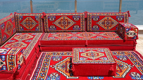 L Shaped Floor Sofa, Moroccan Seating Sofa, Arabic Jalsa Set