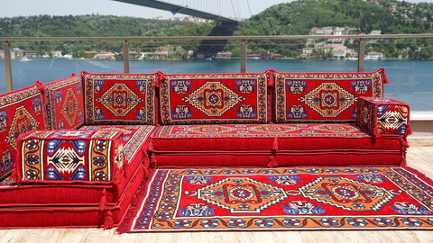 8 Thickness L Shape Sofa, Floor Sofa Seating, Moroccan Seating Sofa, Arabic Jalsa Set