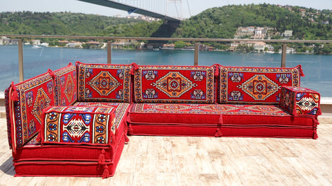 8 Thickness L Shape Sofa, Floor Sofa Seating, Moroccan Seating Sofa, Arabic Jalsa Set